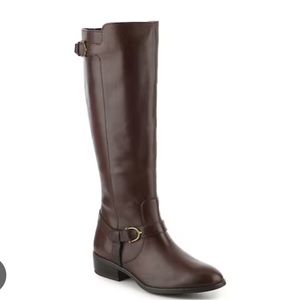 NIB Ralph Lauren Margarite Leather Low Heel Brown Riding Boots